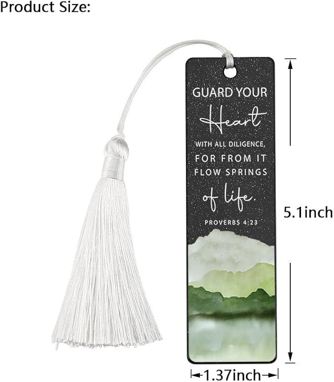 Christian Heart - Guarding Bookmark, Inspirational Gift for Believers, Uplifting Present for Spiritual Readers, Faith - Based Reading Gift, Unique Mountain & Scripture Design Bookmark, WCB47