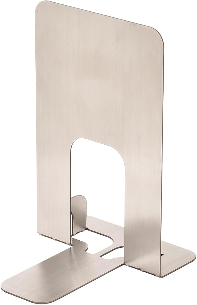 Creative Folding Stainless Steel Bookends,Sturdy and Rustproof,Book Ends, 2 Pieces Metal Bookend, Book Holders for Shelves, Desk Organizers, Book Dividers for Office, School, Bookstore, Home