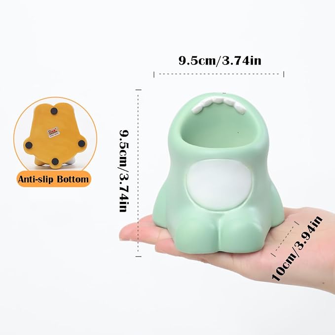 Funny Big Mouth Animals Pen Holder for Office Desk Accessories, Cute Cartoon Animals Makeup Brush Holder Pencil Cup Toothbrush Holder Vanity Organizer Kawaii Home Decor (Dinosaur)