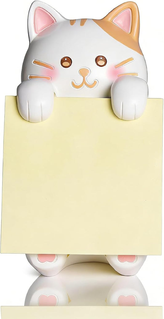 Cat Sticky Note Holder with 100 Sheets 3x3 Pop-Up Notes, Handmade Resin Cat Desk Decor for Office, Home & Classroom, Cute Cat Lover Gift for Women, Teachers & Coworkers - Ginger Cat