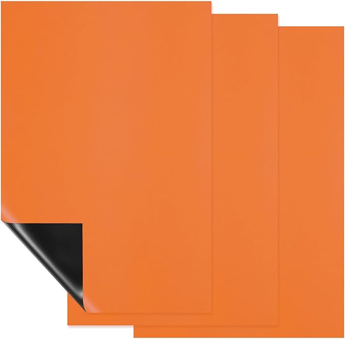 PATIKIL Magnetic Dry Erase Board Sheet for Fridge, 3 Pcs 12 x 8 Inch Erasable Refrigerator Whiteboard for Kitchen for Home Kitchen Organizer Planner Office Storage, Orange (0.6mm)