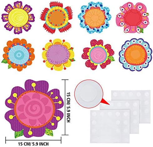 Blulu 81 Pieces Flowers Cut-Outs Springtime Classroom Blooms Decoration Colorful Flowers Cutouts Versatile Cutouts with Glue Point for Bulletin Board School Summer Party Crafts, 5.9 x 5.9 Inch