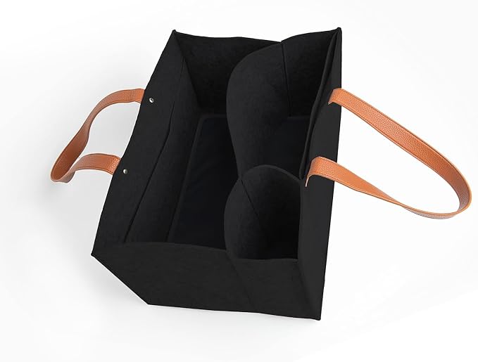 Tote Bag Organizer Insert, Bag Organizer for Totes, Portable File Organizer, Handbag Organizer, Fit for School, Office, Arts and Crafts, Storage Totes with 5 Individual Interior Partitions (Black)