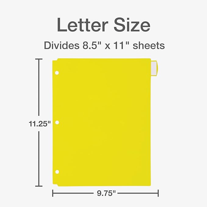 Oxford Plastic Binder Dividers for 3 Ring Binder,Durable Plastic-Binder Divider,8 Tab,Multicolor Tabs,3 Hole Punched,Letter Size,6 Sets (89601),(Pack of 4)