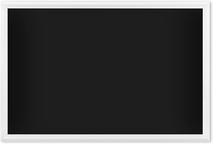 U Brands 20" x 30" Magnetic Chalkboard with White Wood Frame, Blackboard Surface, Wall Mountable, Home, Classroom & Office Organization, Memo & Message Board