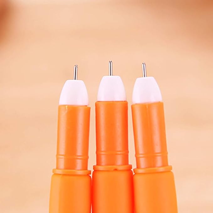 Jowxsx 3Pcs Orange School Company Writing Gel Pen, Creative Classic Cute Gel Pen to Write Smoothly Funny Carrot 0.5mm Black Gel Ink Pen Office School Supply Creative Gift Writing Correction Supplies