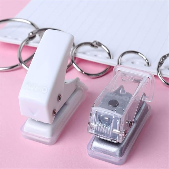 Mini Single Hole Punch Portable Planner Round Binder Label Card Punch Manual Scrapbook Craft DIY Machine Stationery(D)