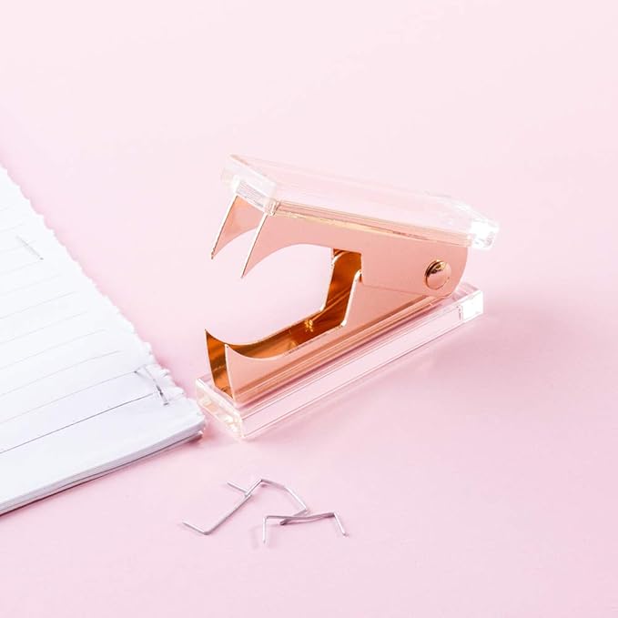 Draymond Story Gold Acrylic Stationery Punch & Stapler Combos 1) Flat Hole Punch 1) Stapler 1) Staple Remover