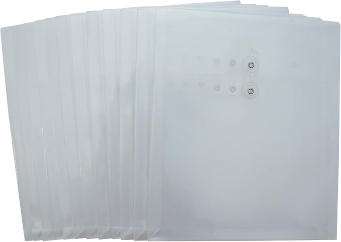 School Smart Top Loading Polypropylene String Envelopes - Letter Size - Pack of 12 - Clear - 082260