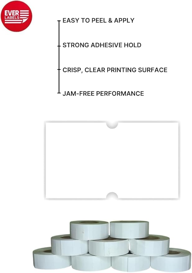Price Gun Labels (MX-5500 Compatible) | Self-Adhesive Price Stickers for Retail, Supermarkets & Boutiques | Universal 1-Line Label Rolls for Pricing Guns & Tagging Tools (Price Gun Labels)