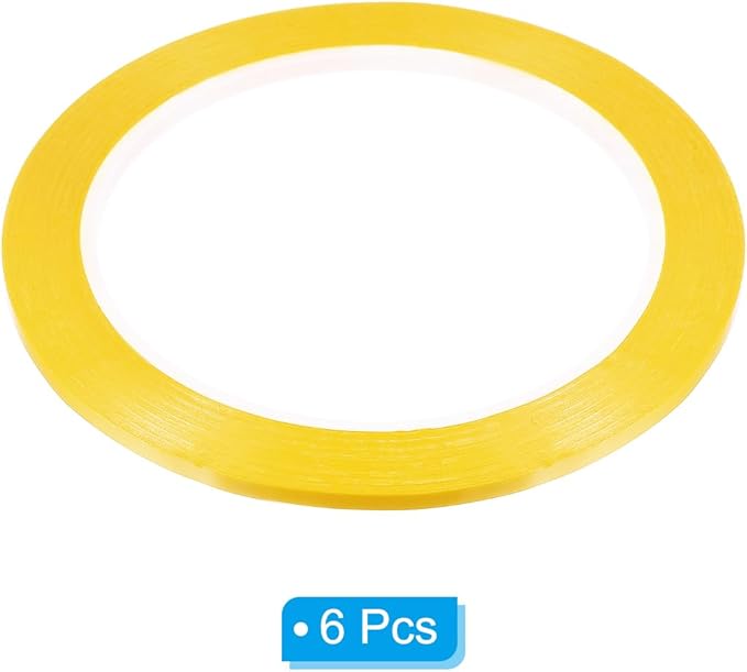 PATIKIL 1/8" Whiteboard Tape, 6 Pack Thin Dry Erase Tape for Graphic Chart Marking DIY Art, Dark Yellow