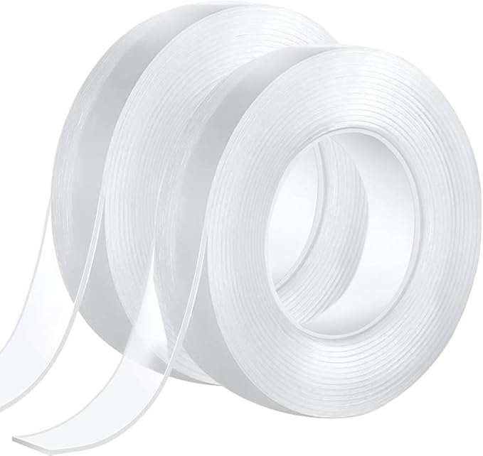 Double Sided Tape Heavy Duty, iToolsTech Removable Washable Nano Gel Grip Tape, Clear Sticky Adhesive Mounting Tape for Photo Frame Fix and Carpet Fix-2 Pack/33FT