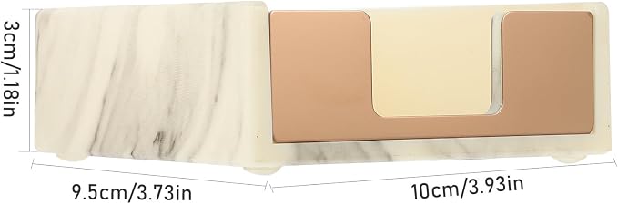 Memo Pad Box and Sticky Paper Case, Marble Pattern Desktop Notepad Organizer Gold Accent, Office Supply Organizer for Memo Pad Storage and Note Dispensing
