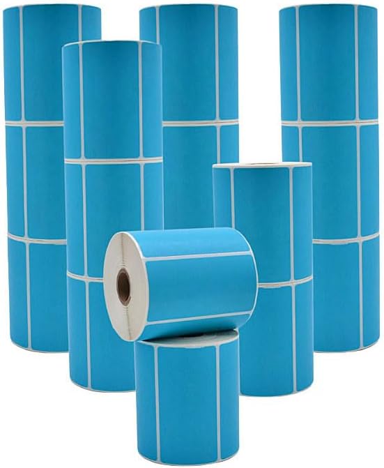 WOD Teal Blue Direct Thermal Label Rolls - 4 x 2 inch, 725 Nametag Stickers per Roll (Pack of 16) Permanent Adhesive Color Coding, Labeling, Inventory Management at Home, Business, and Classroom.