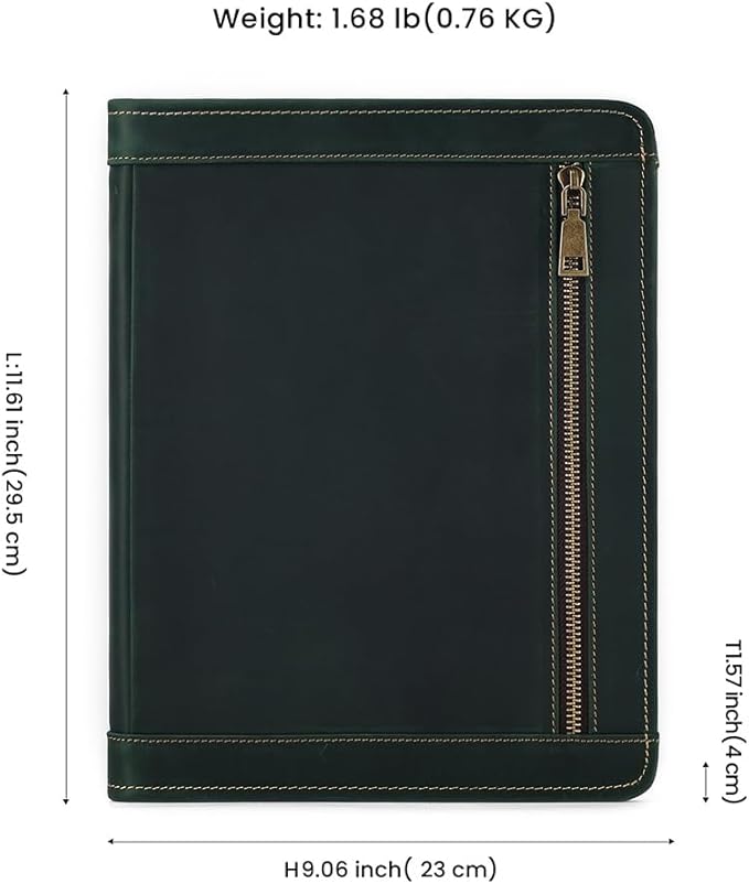 Leather Case for ipad Pro 11" Genuine Leather Smart Folio with Pencil Holder Zipper Pocket Multifunctional iPad case Compatible with iPad 11 /iPad 10.5/10.2 inch ipad/iPad 9.7 (Green)