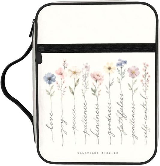 Flower Scripture Christian Religion White Bible Cover Case Carrying Book Protector Case Bible Study Supplies Accessories Holder Case Christian Gift for Women Men