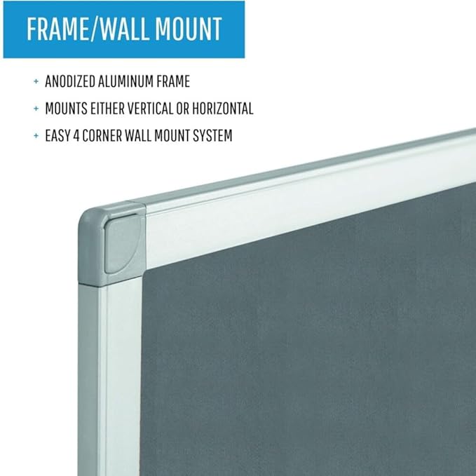 BVCFA03429214 - MasterVision Bi-silque Ayda Fabric 24W Bulletin Board, Gray