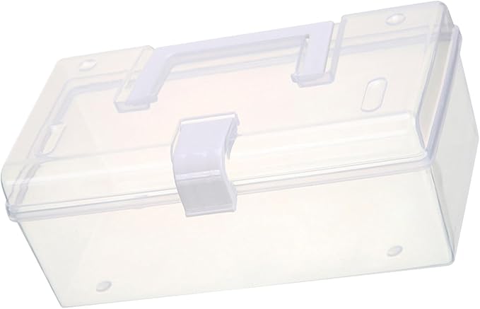 Transparent Storage Box Large Capacity Handheld Desktop Organizer Portable Multifunctional Storage Container with Handle for Home Office (L)