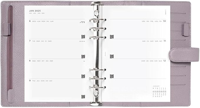Filofax Norfolk Organizer, Pocket Size, Taupe - Soft, Full-Grain Leather, Six Rings, Week-to-View Calendar Diary, Multilingual, 2025 (C022641-25)