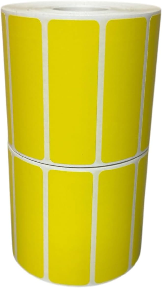Labels and More Yellow 3x1 Inch Direct Thermal Labels 1" Core Self Adhesive No Ribbon Required 6 Rolls 7800 Total Labels Compatible with Desktop Zebra Printers