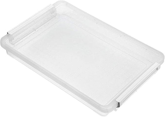 BTSKY A4 Plus Clear Transparent PP Plastic Stackable Storage Box Desk Paper Magazine Container with Buckle, Office Supplies Accessories File Protector Case Organizer, Portable Project Case