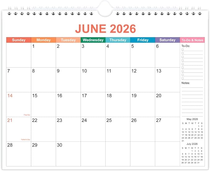 2026-2027 Calendar - Wall Calendar 2026-2027 from June 2026 to December 2027, 2026-27 Calendar with Premium Paper, Twin-Wire Binding & Hanging Hook, 11.5" x 14.5", Colorful