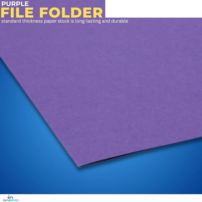 1InTheOffice Purple File Folders Top-Tab File Folders, 3 Tab, Purple, Letter Size, 24/Pack