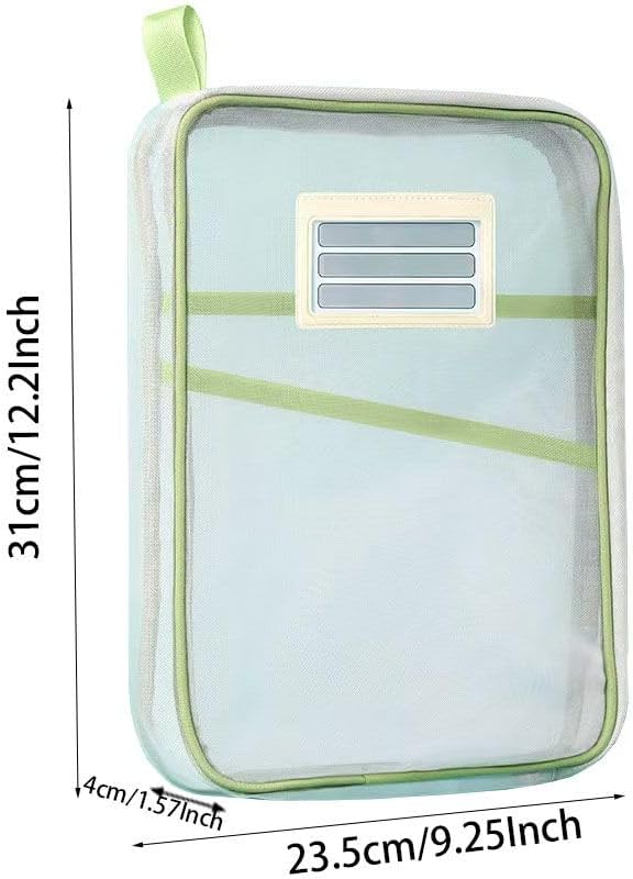 Nylon Document Bag with Zipper Light Transparent Mesh File Bag Pouch with Strap for Books A4 Documents Organizer (4, Pink&Purple&Green&Blue)