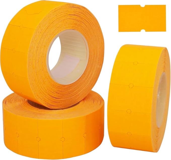 (5 Rolls - 5000 pcs) 0.82" x 0.47" (21 x 12 mm) Orange Paper Sticker Price Gun Pricemarker Labels MX-5500 (Orange)