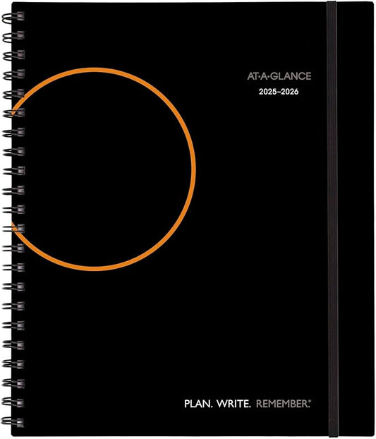 AT-A-GLANCE Planner 2025-2026 Academic, Weekly & Monthly, Hourly Appointment Book, 8-3/4" x 11", Large, Monthly Tabs, Flexible Cover, Plan.Write.Remember., Black (70595705)
