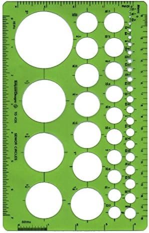 Alvin, TD435, Senior Circle Guide Template, Drawing and Drafting Tool - 42 Circles, 5 x 8 x .030 Inches