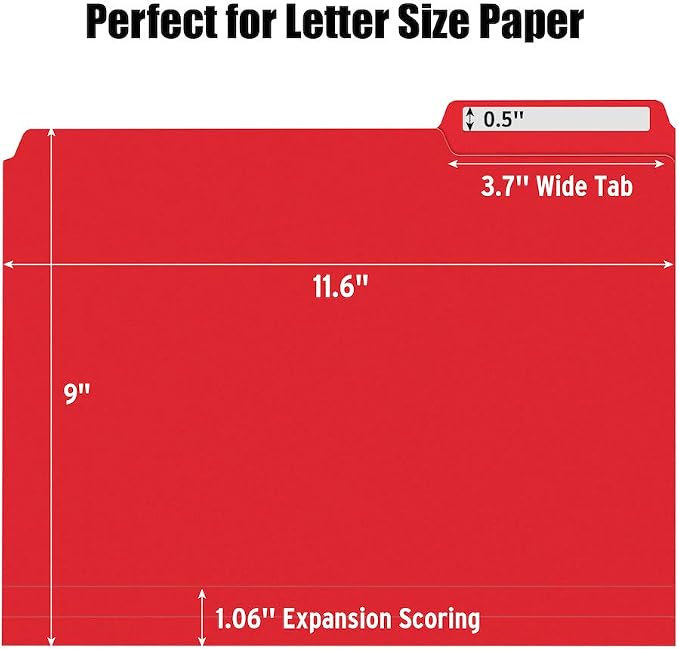 36 Pack Plastic File Folders Colored with Sticky Labels, Sooez Heavy Duty Letter Size Colored File Folders with Erasable 1/3-Cut Tab, Stronger Than Manila File Folder, Perfect for File Organization