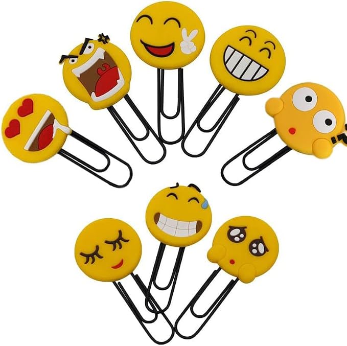 Cute Bookmarks, Funny Paperclip Bookmark, Novelty Emoticon Book Marker for Girls, Boys, School Student (Random 10PCS)