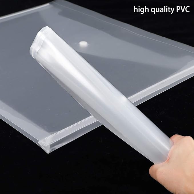 EOOUT 24pcs Clear Envelopes, Expandable Folders for Documents and Waterproof Folders with Snap Closure, A4 Size Letter Size, for School and Office Supplies