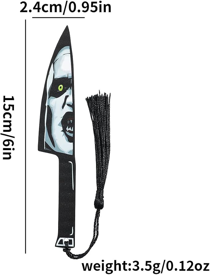 3Pcs Horror Movie Series Bookmarks, Featured Characters Halloween Themed Dagger Acrylic Bookmarks for Book Fans, Writers, Scholars, Bookworms, Friends (3Pcs Joker the Knife)