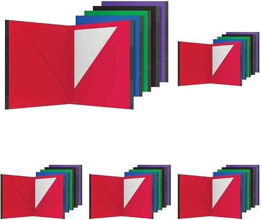 Oxford Two Pocket Folders, Plastic Folders with Reinforced Edges, Letter Size, Red, Blue, Green, Black, Purple, 5 Per Pack (89114) (Pack of 5)