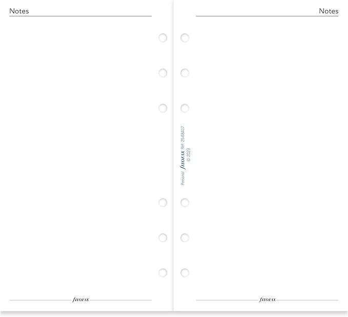 Filofax Calendar Diary Refill, Personal/Compact Size, Day on Two Pages with Appointments, White Paper, Bilingual, 2025 (C68417-25)