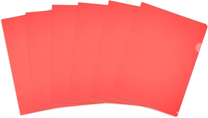 PATIKIL 6 Pack A4 Plastic Folders, Letter Size Clear Folders l Type Project Pockets Paper Document Jacket Sleeves Transparent for Documents Office File, 8.7x12.2, Red