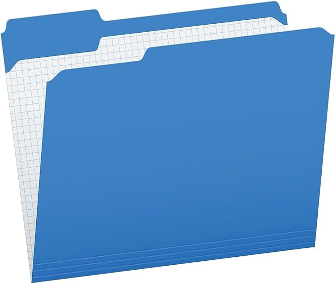 Pendaflex Color File Folders with Interior Grid, Letter Size, Blue, 1/3 Cut, 100/BX (R152 1/3 BLU)