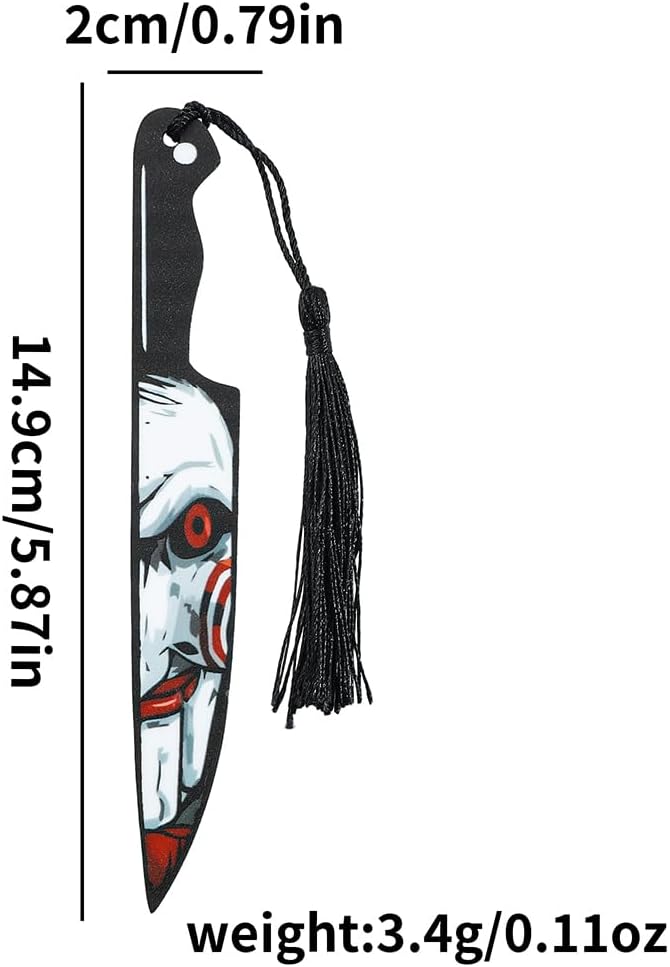 3Pcs Horror Movie Series Bookmarks, Featured Characters Halloween Themed Dagger Acrylic Bookmarks for Book Fans, Writers, Scholars, Bookworms, Friends (3Pcs Dagger Mask)