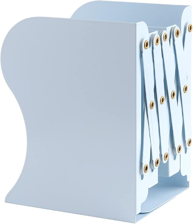 MSDADA Adjustable Bookends, Bookends for Heavy Book, Expandable Book Organizer for Office, School, Libraries, Extends up to 19 inches (Light Blue)