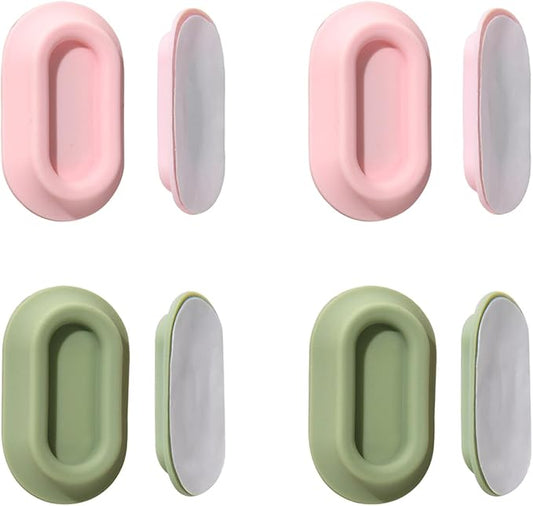XYOFUN Magnetic Remote Control Holder Wall Mount - 4 Pcs No Drill Self-Adhesive Organizer for Air Conditioner & TV Remotes, Storage Caddy for Televisions Backside - Pink&Green