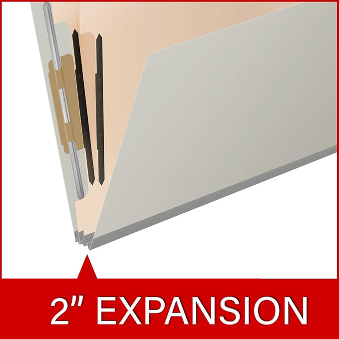 25 Pt. Pressboard Classification Folders, Full Cut End Tab, Letter Size, 2 Dividers, Light Gray (Box of 10)