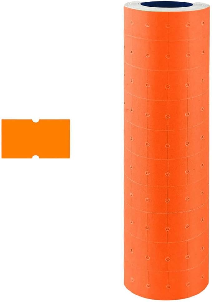 MX-5500 Price Labels, Adhesive Sticker Marker Label, 10 Rolls Sticky Paper Labels for Price and Date Guns,1 Line 5000 Labels, 1pcs Ink Roll Included (10roll Pink) (Orange)