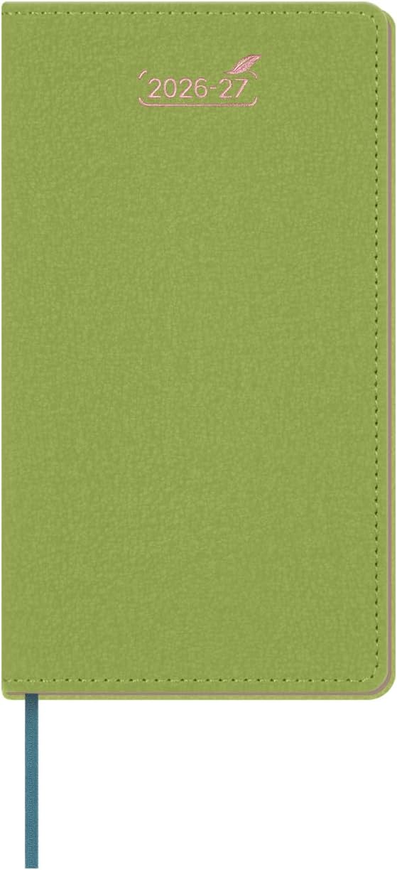 BEZEND Pocket Monthly Planner 2026 2027 Extra Thin & Light (Slim 3.5" x 6.5"), 18-Month Academic Mini Calendar (Jul 26 - Dec 27), Ideal for Students & Professionals, PU Leather Softcover - Fruit Green
