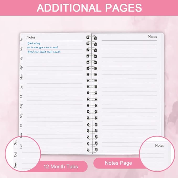 2026 Pocket Planner, A6 Weekly Planner with Monthly Tabs, Run January 2026-December 2026, Elastic Closure, Twin-Wire Binding, Easy to Organize Your Daily Life, 3.75 x 6.75 In, Pocket Planners 2026, Rose