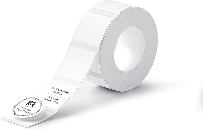NIIMBOT Thermal Stickers, 300 Round Labels for B21/B1/B3S Printer, 0.83'' x 0.83''(21x21mm), Waterproof, Oil-Proof Label Tape