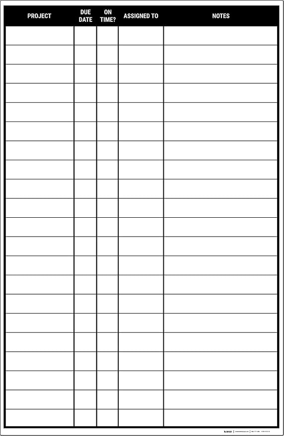 Project Planning Portrait Whiteboard (60"x 40")