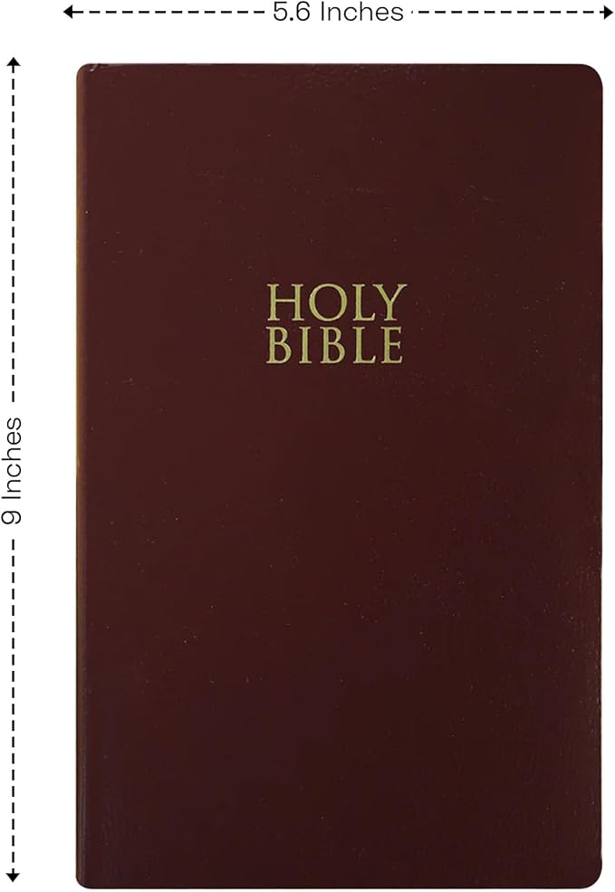 Personalized NIV Bible Faux Leather Small Print Economy Bible with Custom Name at The Lower Right Side & Red-Highlighted Verses, Custom Gift for Christian & Religious Events | Burgundy