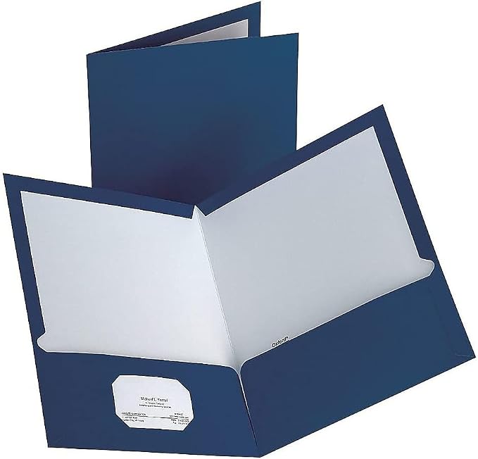 Staples 2-Pocket Laminated Presentation Folders, Dark Blue – Durable School & Office Folders, 10-Pack